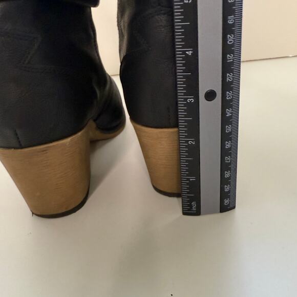 Charles Albert Western Ankle Boots Sz 6 Cowgirl Black Heels Pull On - Picture 11 of 11